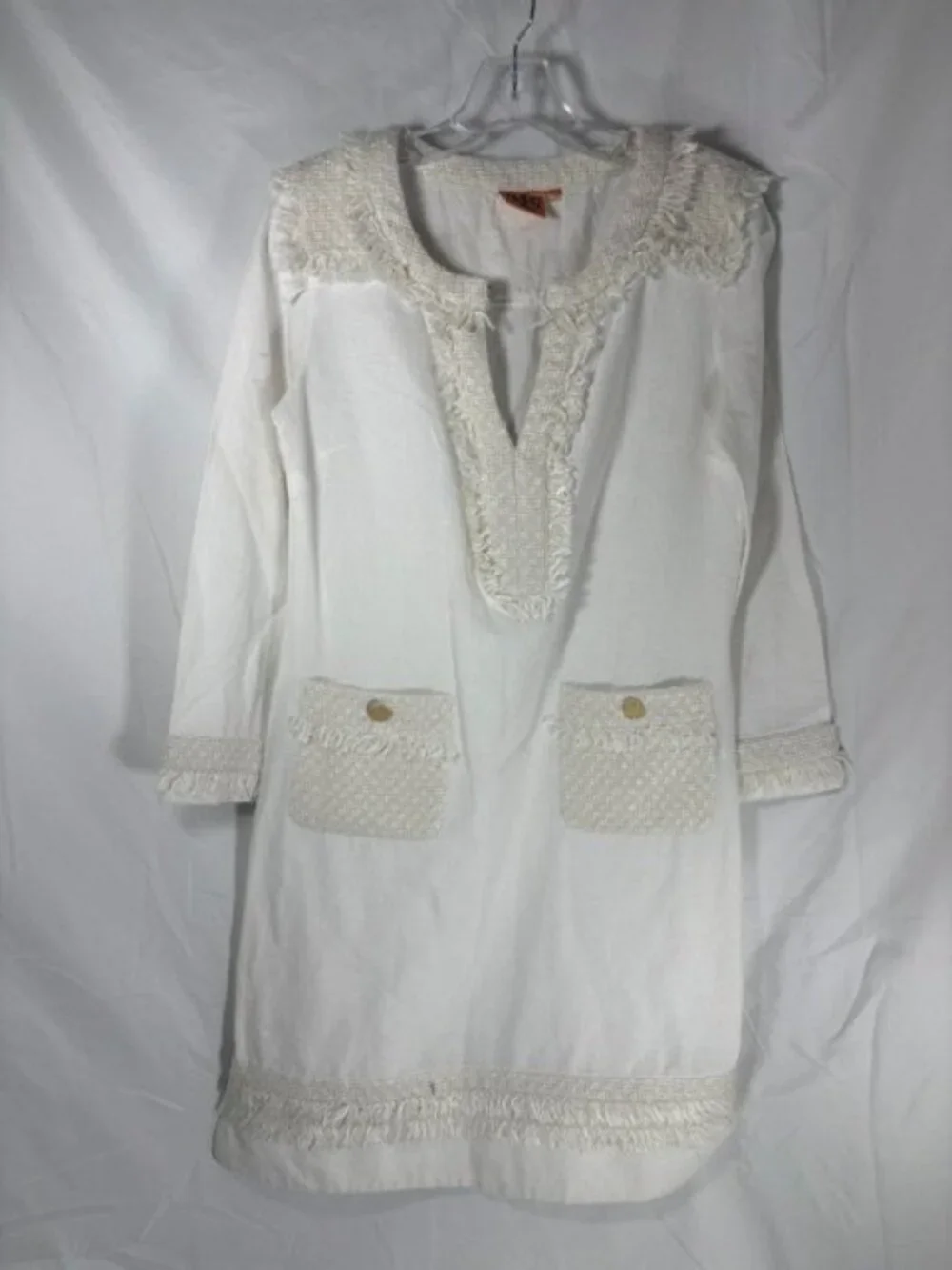 TORY BURCH White Fringe Dress